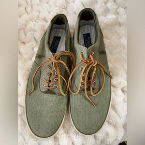 Ralph Lauren Men's Olive Canvas Sneakers